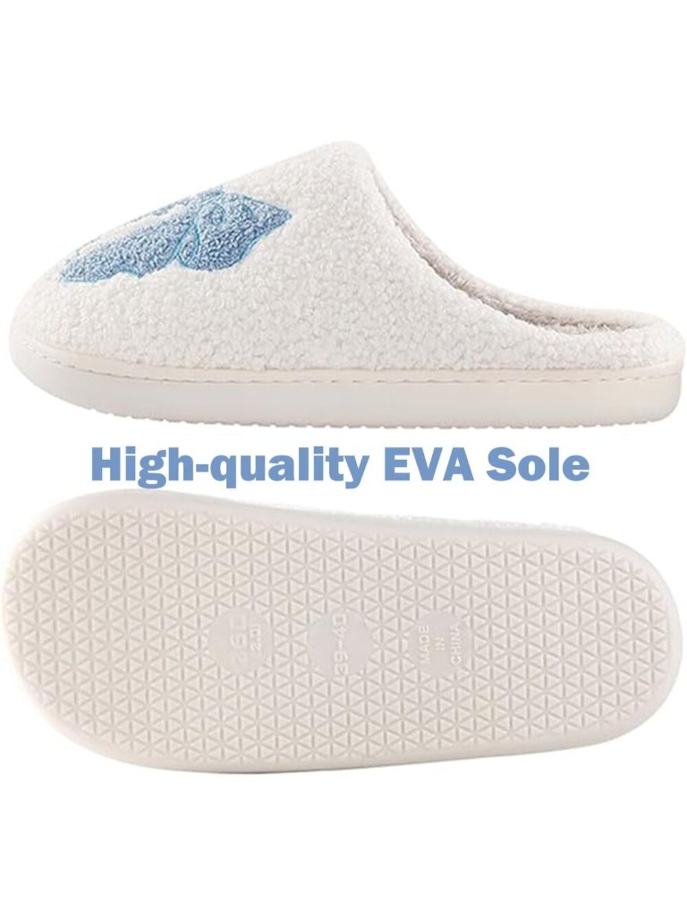 Women's Blue Bow Retro Memory Foam Cute Cartoon Fur Lined Indoor Slippers - Picture 4 of 7